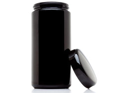 ULTRA JARS 1 Litre (1000ml) Wide Mouth UV Glass Jar with Black Screw Top Lid